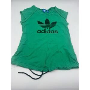 Adidas Green & Black Trefoil Logo Drawstring Waist‎ Short Sleeve Tee Size XS